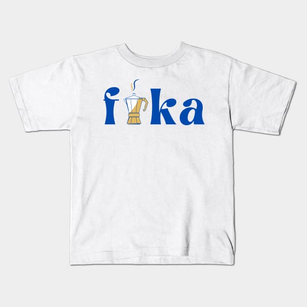 Fika swedish coffee kettle design work Kids T-Shirt by 66LatitudeNorth